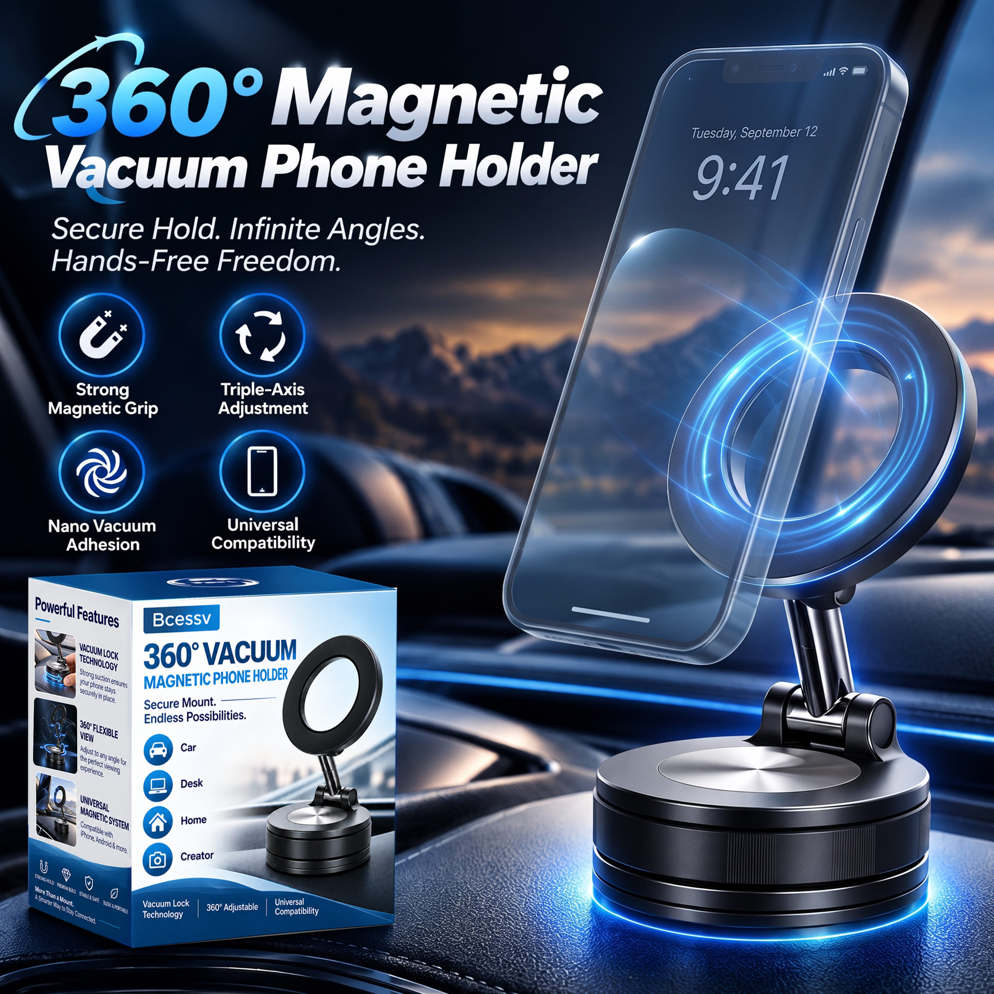 THEULTIMATE MOUNTING SYSTEM FOR CAR, DESK & HOME!