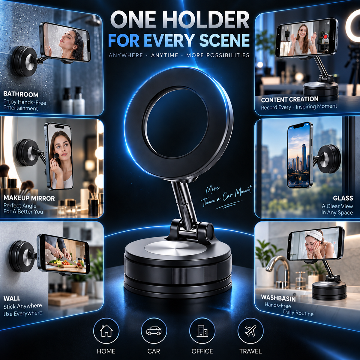 360° Vacuum Magnetic Phone Mount – Adjustable Phone Holder for Car, Desk & Home（副本）