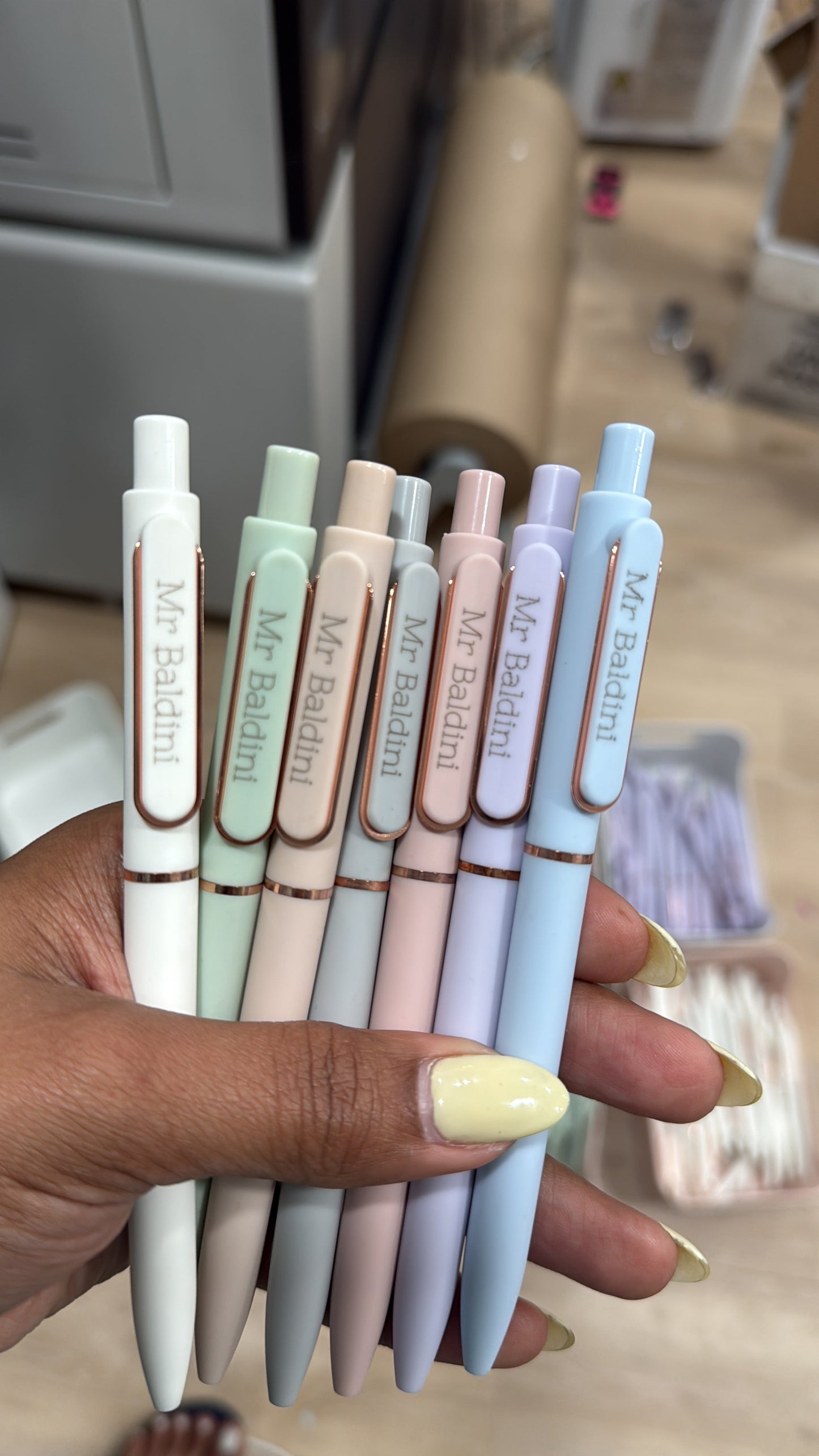 Personalized Pastel Gel Pens – Set of 7 | Black Ink | Custom Name | 0.5mm Fine Point